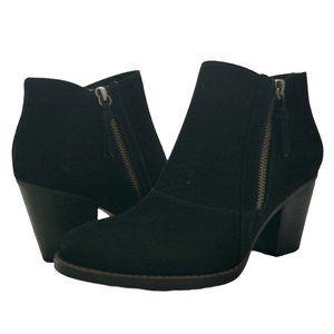 Baretraps CACIE Black Almond Toe Zip Block Heel Booties 6.5M Women's Ankle Boots